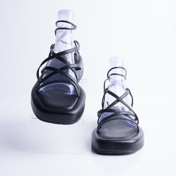 Loeffler Randall Womens Black Flatform Strappy Sandals Leather US 8 EU 38.5 - Picture 4 of 8